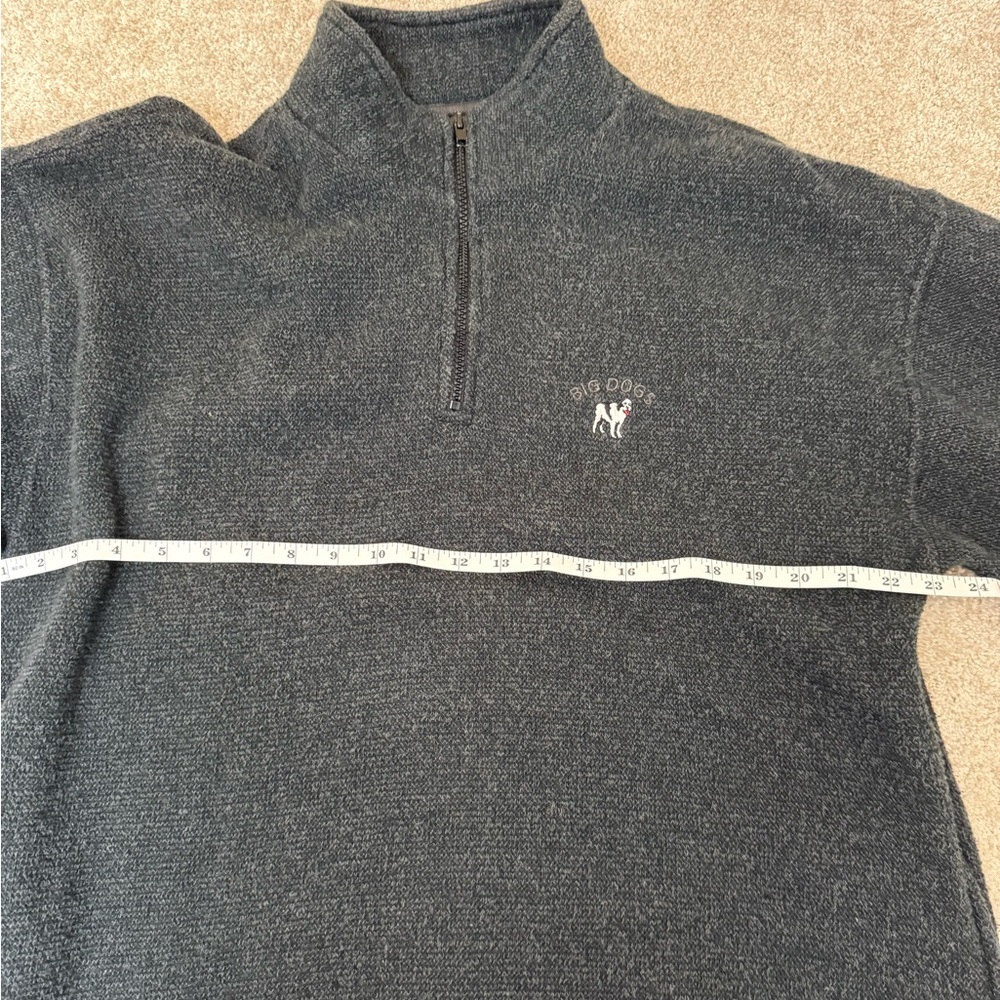 Vintage 90s Big Dogs Gray 1/4 Quarter Zip Mens L - Picture 9 of 10